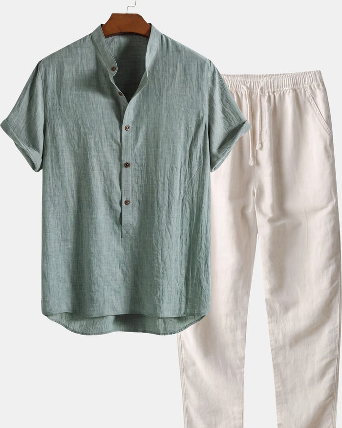 Cazel Men's Set, Short Sleeve, Dark green and Blue