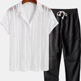 Cazel Men's Set, Short Sleeve, Black and white and Black