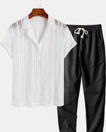 Cazel Men's Set, Short Sleeve, Black and white and Black