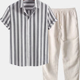 Cazel Men's Set, Short Sleeve, Light Blue and Gray