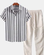 Cazel Men's Set, Short Sleeve, Light Blue and Gray
