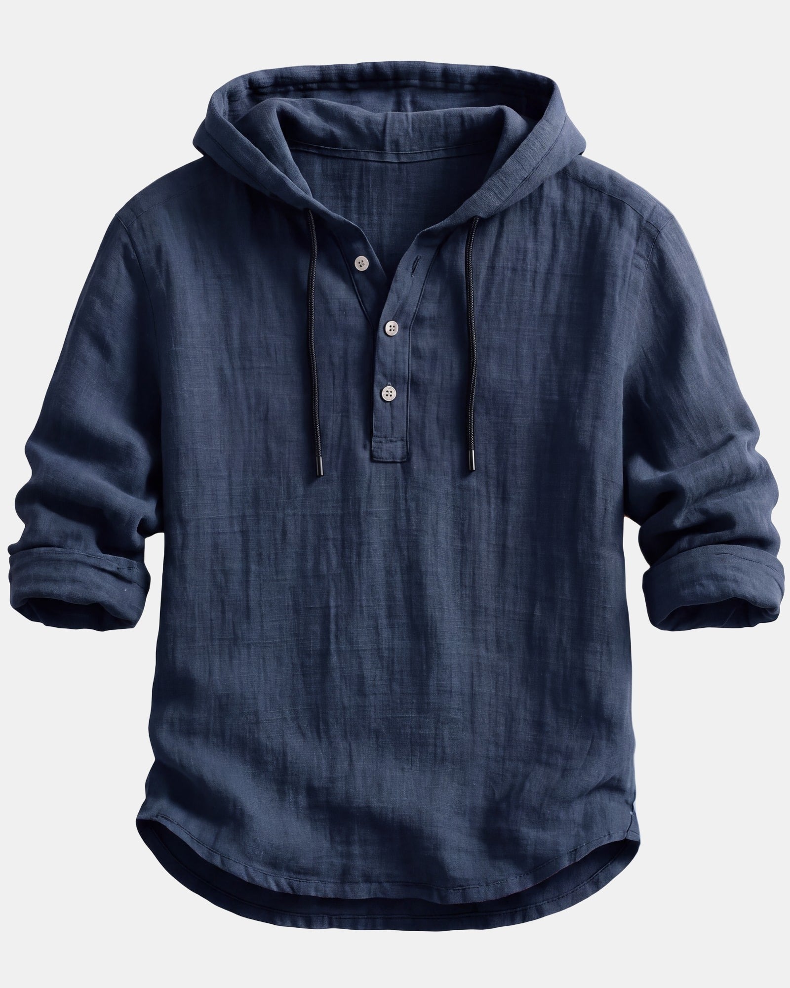 Signature Men's Linen Shirt Hooded Navy, photo studio