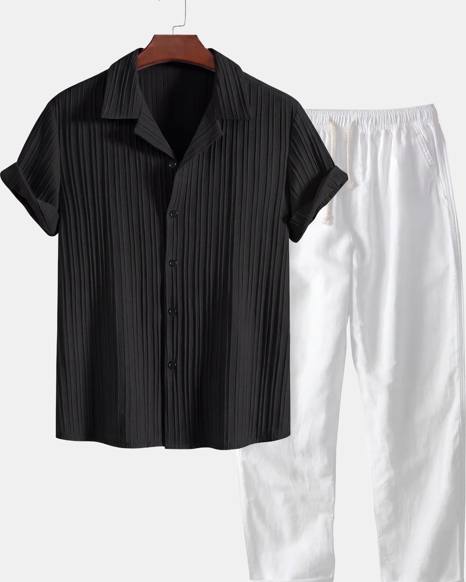 Cazel Men's Set Short Sleeve Black and white, photo studio