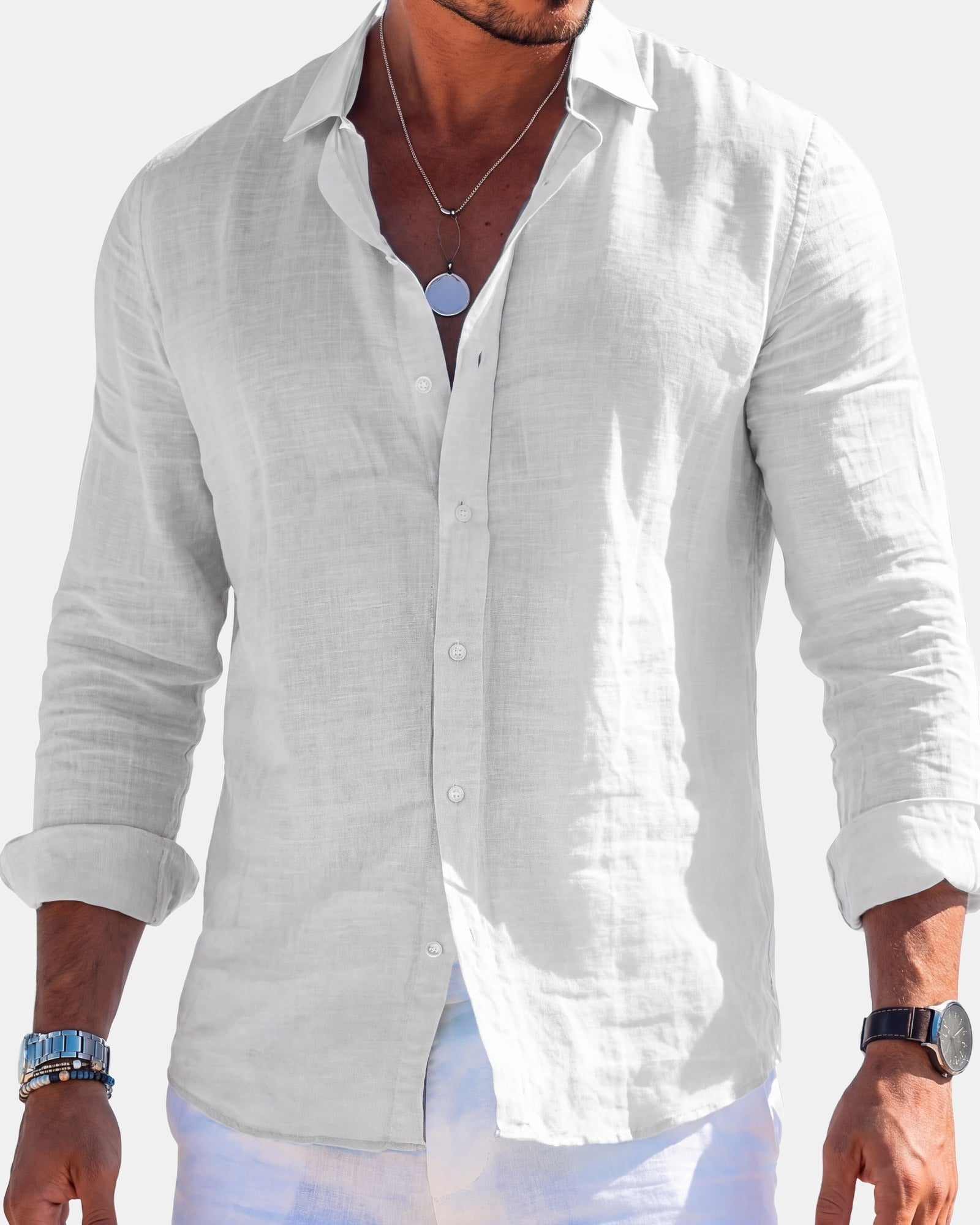 Alexander - Elegant Shirt in Breathable Fabric White, photo studio