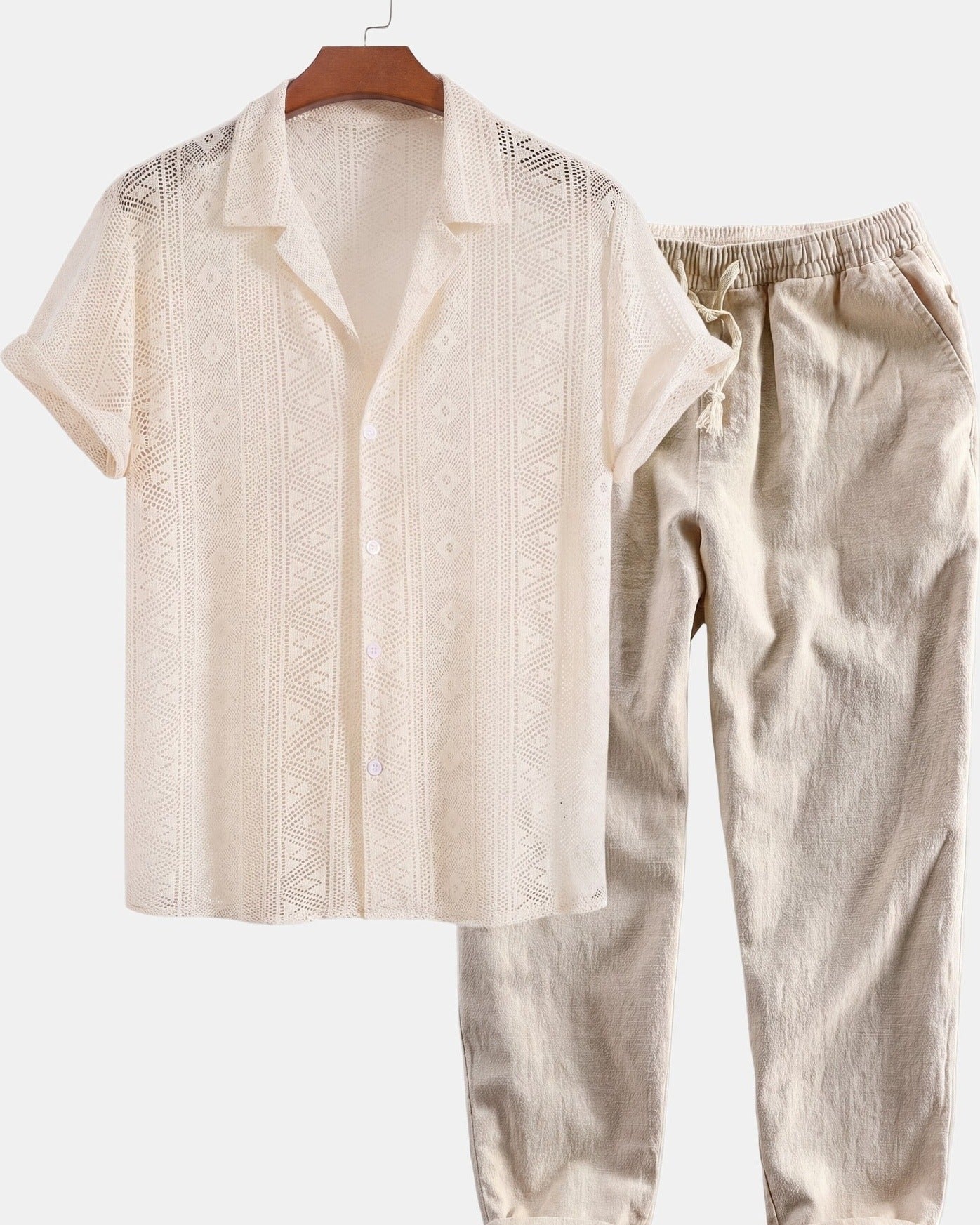 Cazel Men's Set Short Sleeve Beige, photo studio