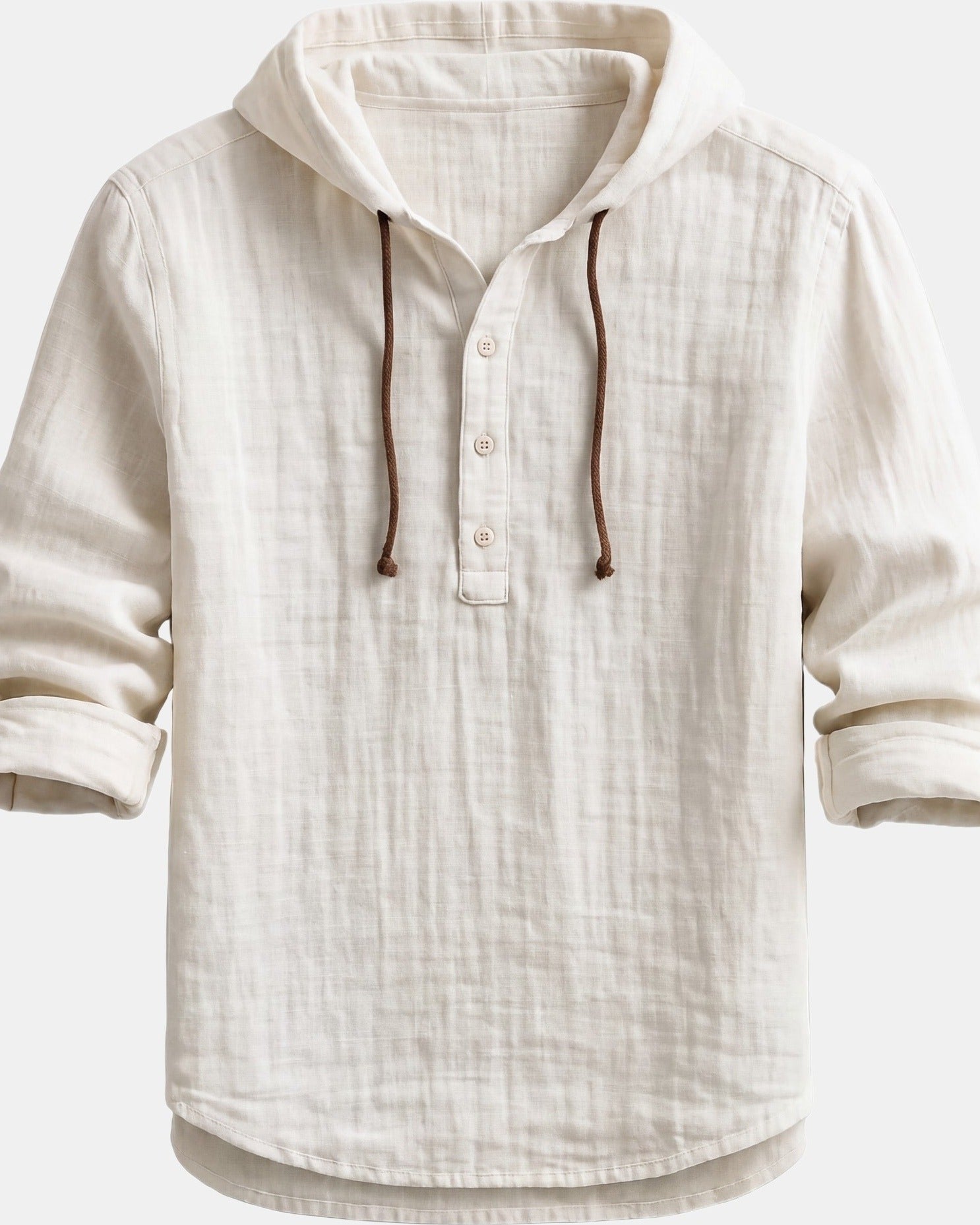 Signature Men's Linen Shirt Hooded White, photo studio