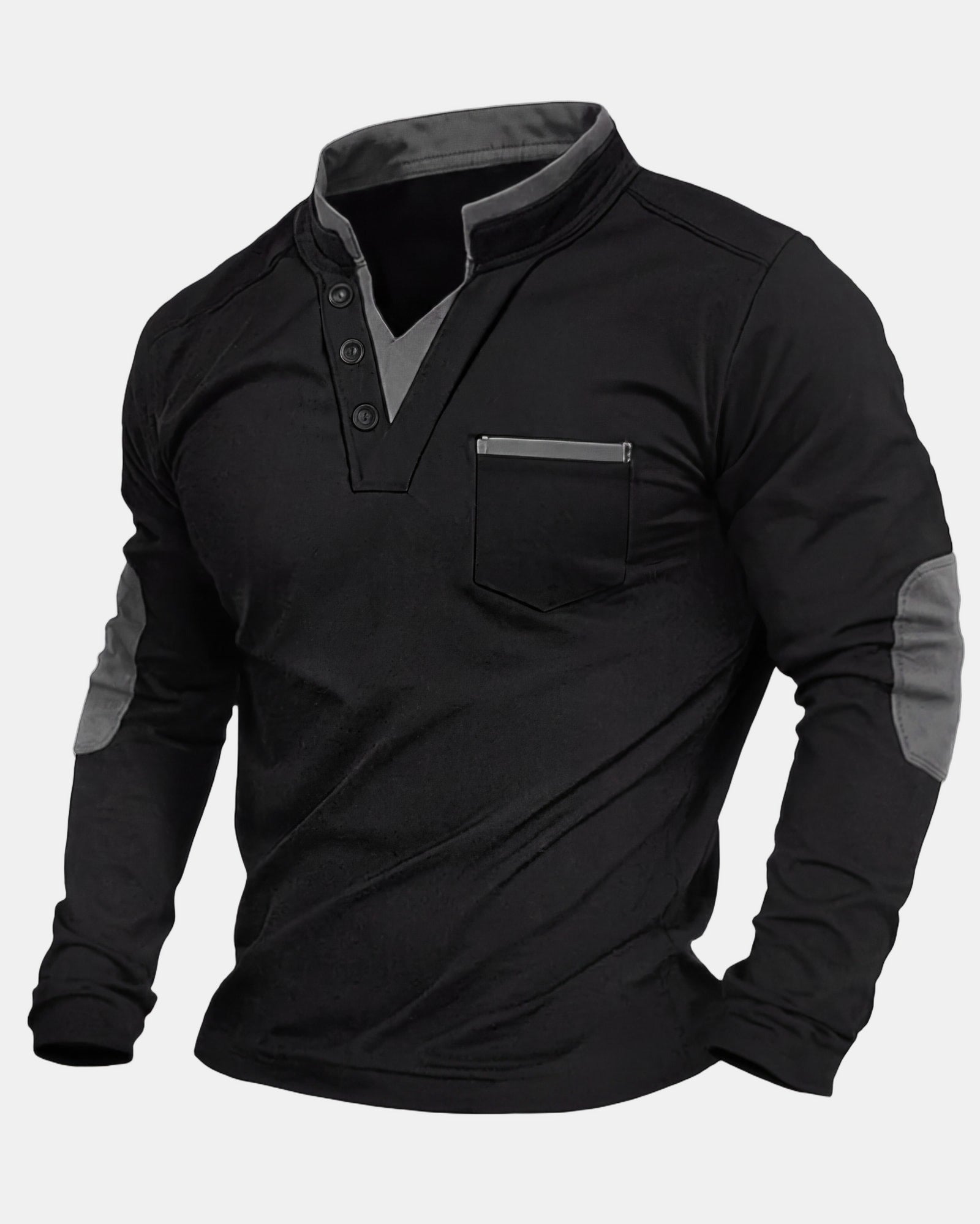 Men's Sweater V-Neck Gray and Green Gray, photo studio