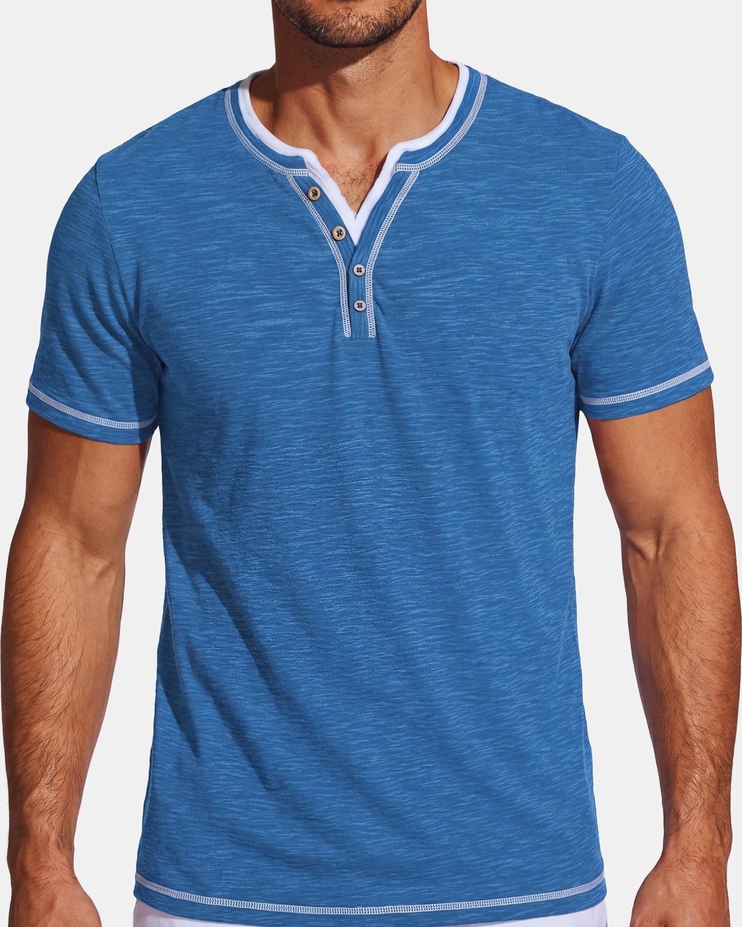 Men's Polo Shirt, Black and Green in Blue