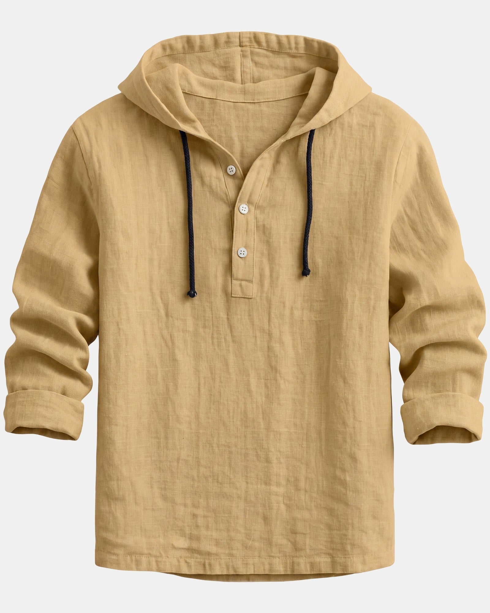 Signature Men's Linen Shirt Hooded Sand, photo studio