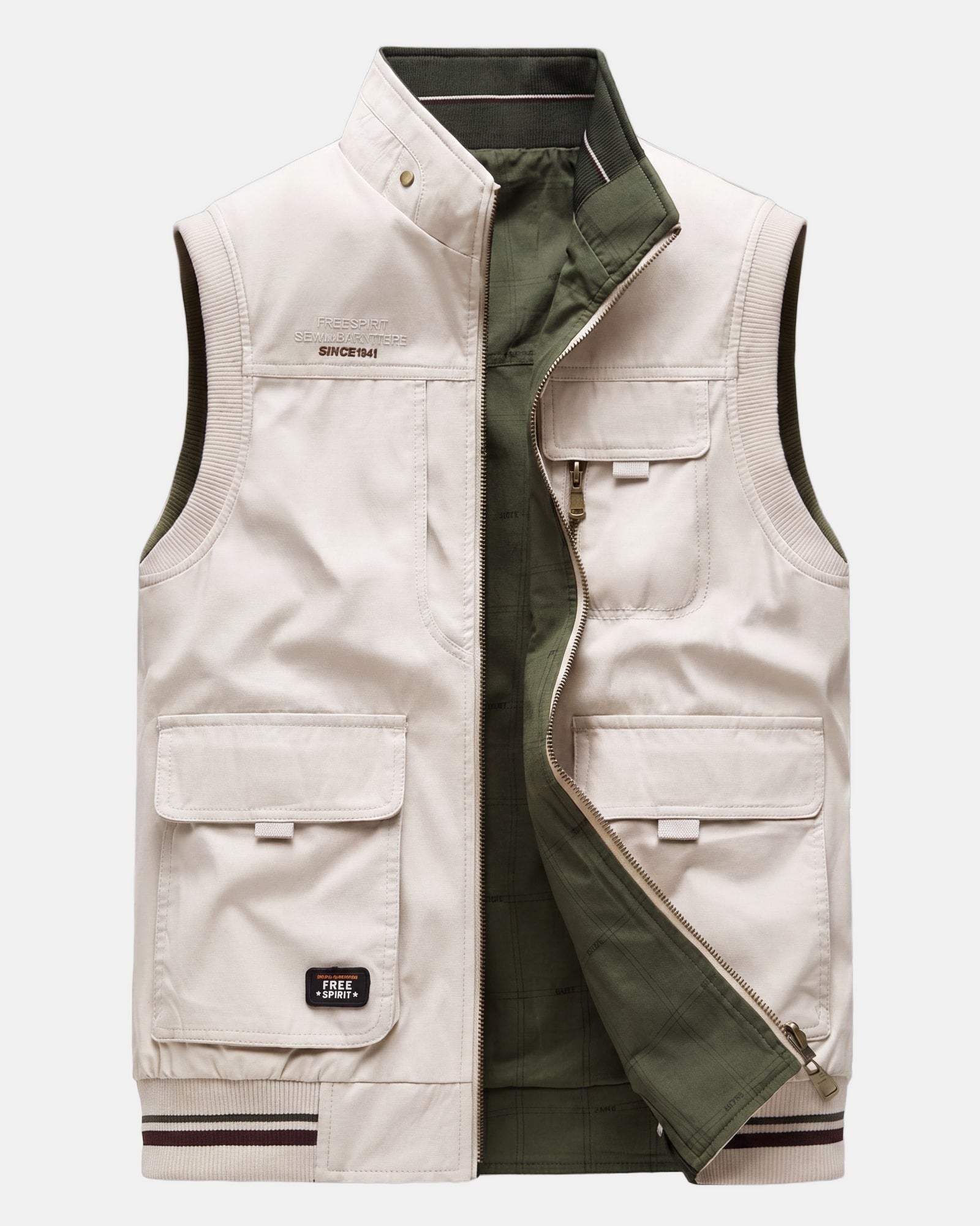 Elegant Vest Beige/Green, photo studio