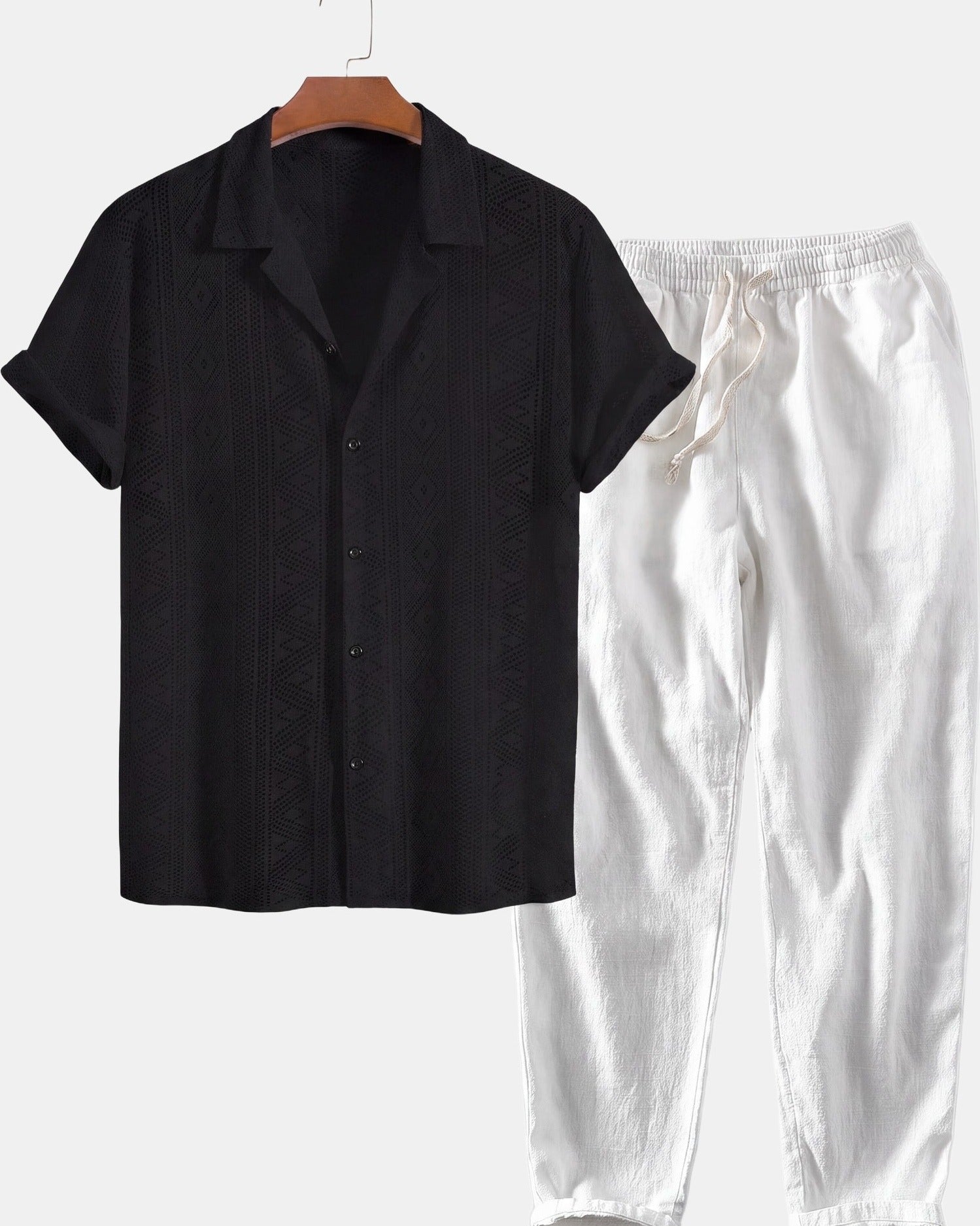Cazel Men's Set Short Sleeve Black and white, photo studio