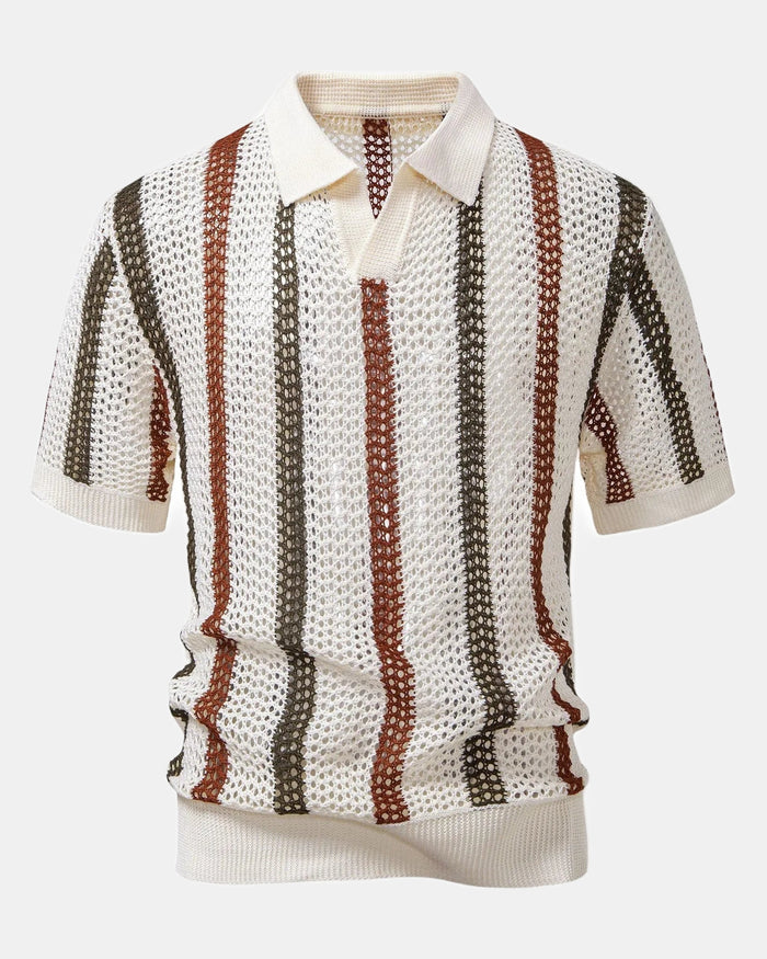 Crochet Men's Polo Shirt, V-Neckline