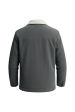 Men's Velvet Jacket with Sherpa Collar and Snaps - Dark Graphite
