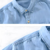 Denim Shirt with Short Sleeves