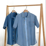 Denim Shirt with Short Sleeves