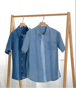 Denim Shirt with Short Sleeves