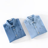 Denim Shirt with Short Sleeves