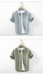 Cotton Shirt with Short Sleeves
