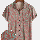 Tribal Geometric Print Bohemian Style Short Sleeve Shirt