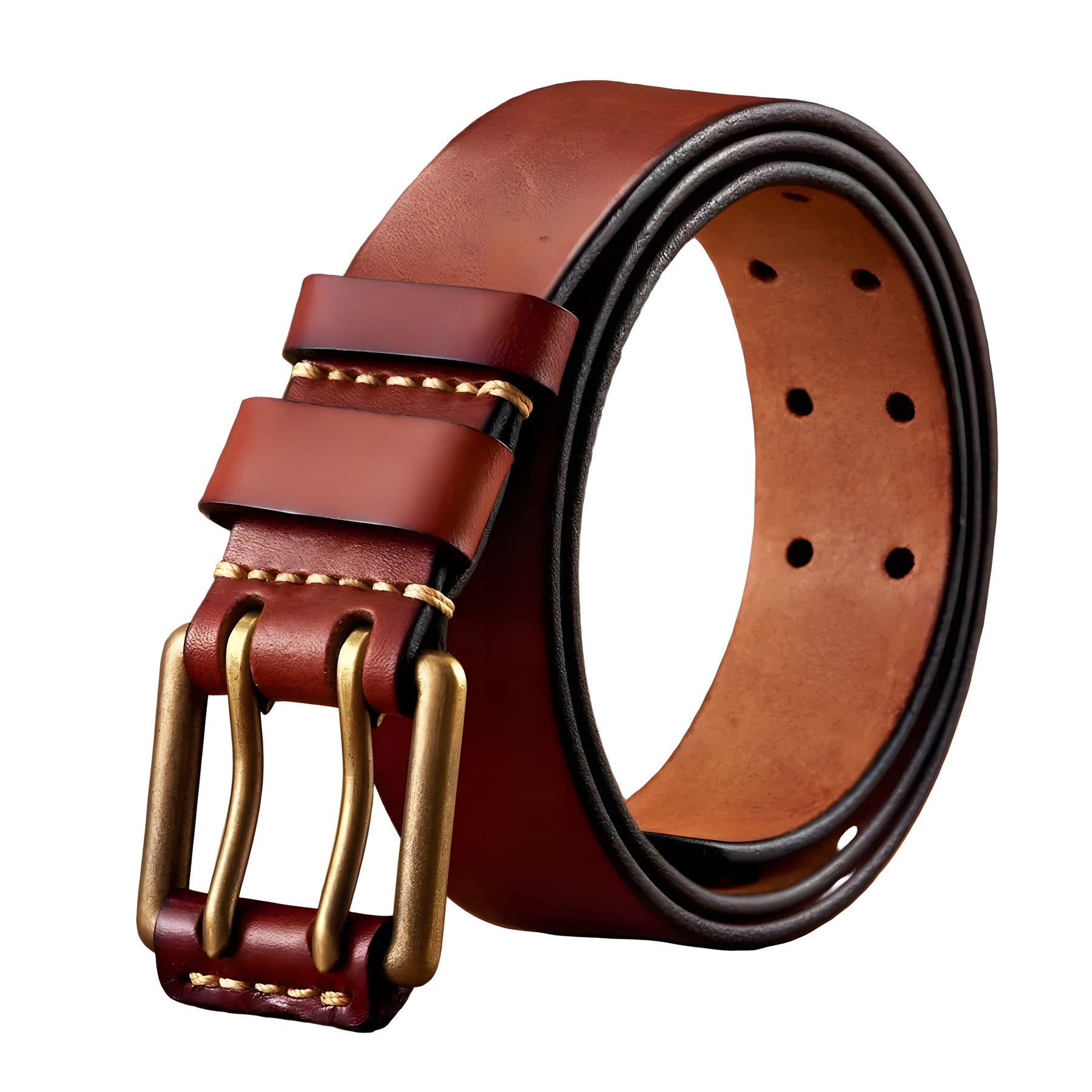Lancaster Belt – Vintage-Style Double Buckle Brown