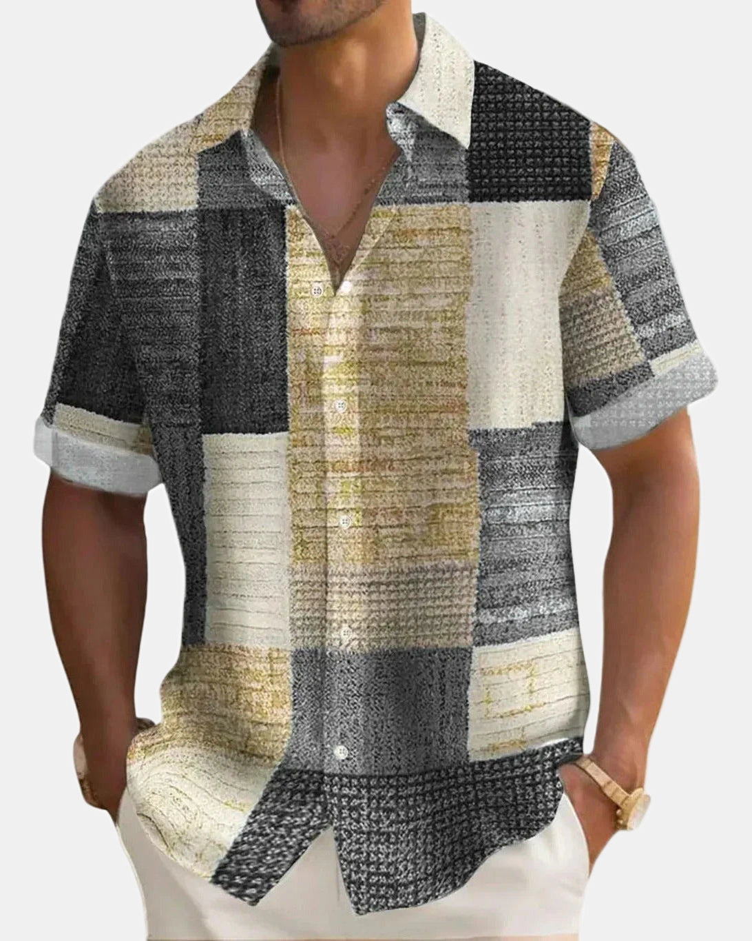 Patchwork Men's Shirt in Gray