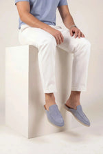 Yacht Men's Suede Mules, Baby Blue