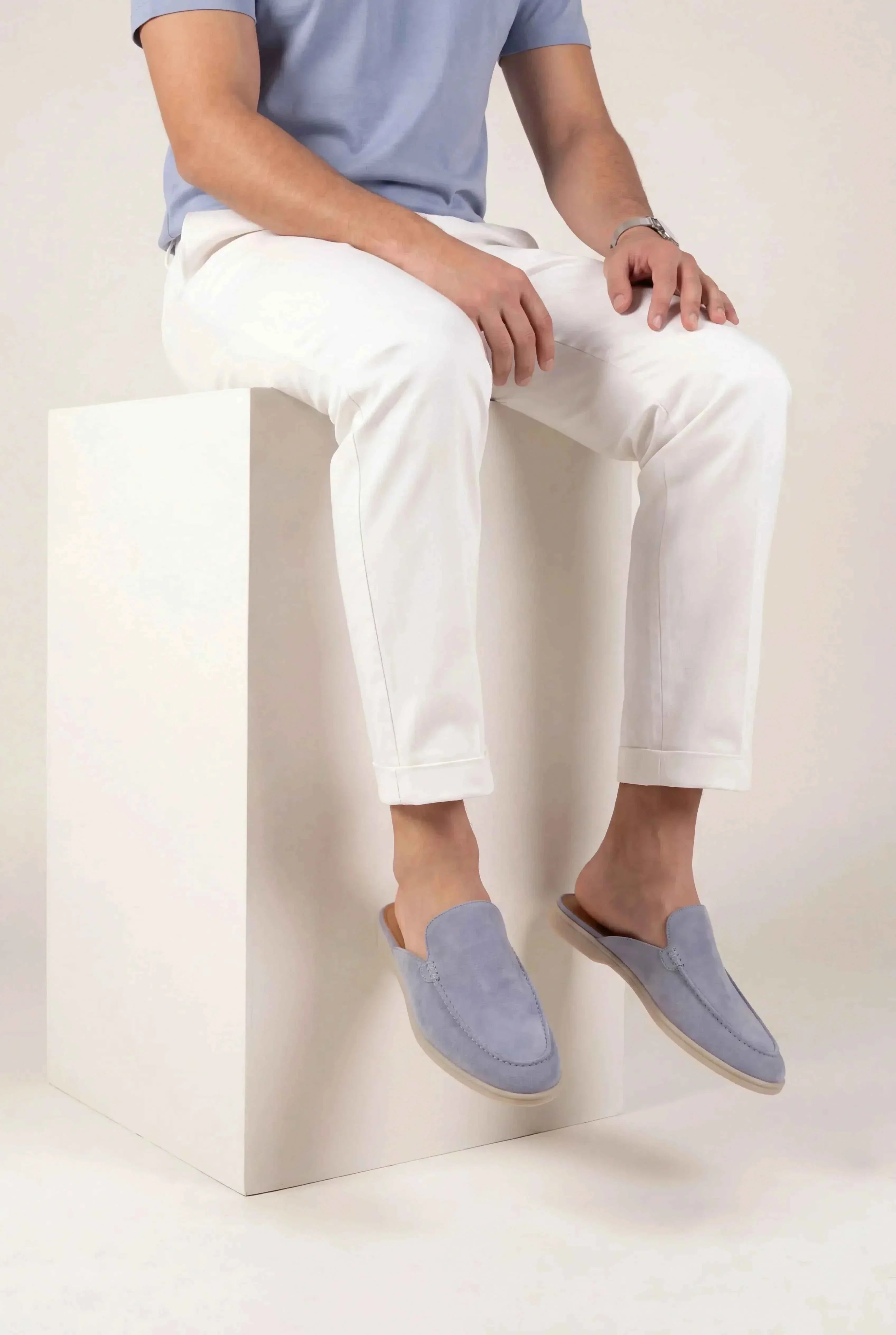 Mule Yacht i Suède Blu Baby