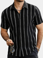 Hawaiian Striped Shirt with Pocket, Short-Sleeve Button Shirt, Perfect for Summer and Beach