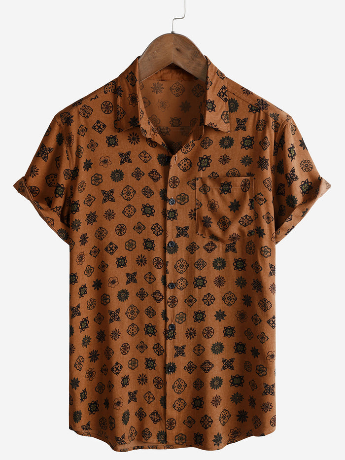 Vintage Geometric Orange Shirt