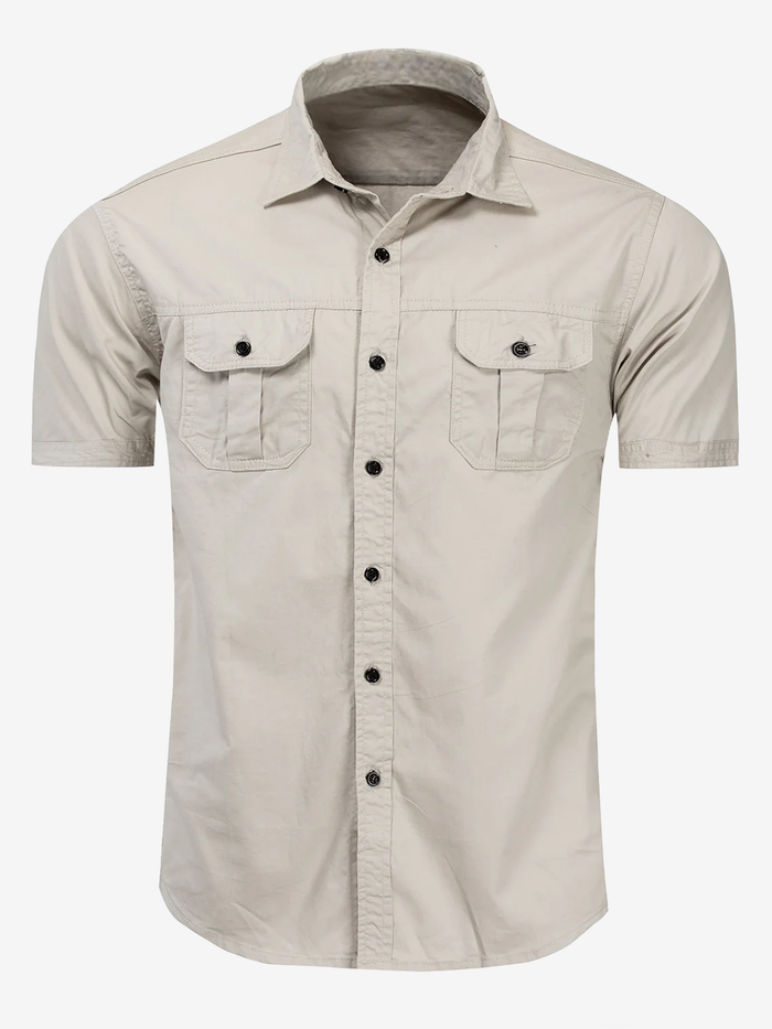 Casual Shirt with Exterior Pocket, Short Sleeves
