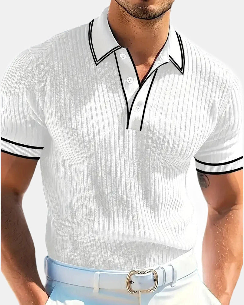 Jasper Men's Polo Shirt, Tailored Structure Mediterranean in White