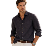 Meadowfall Men's Linen Shirt, Relaxed Fit, Button-Down