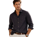 Meadowfall Men's Linen Shirt, Relaxed Fit, Button-Down