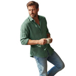 Meadowfall Men's Linen Shirt, Relaxed Fit, Button-Down