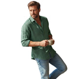 Meadowfall Men's Linen Shirt, Relaxed Fit, Button-Down