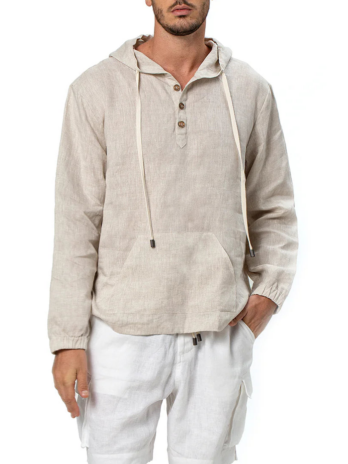 Signature Men's Linen Shirt, Hooded