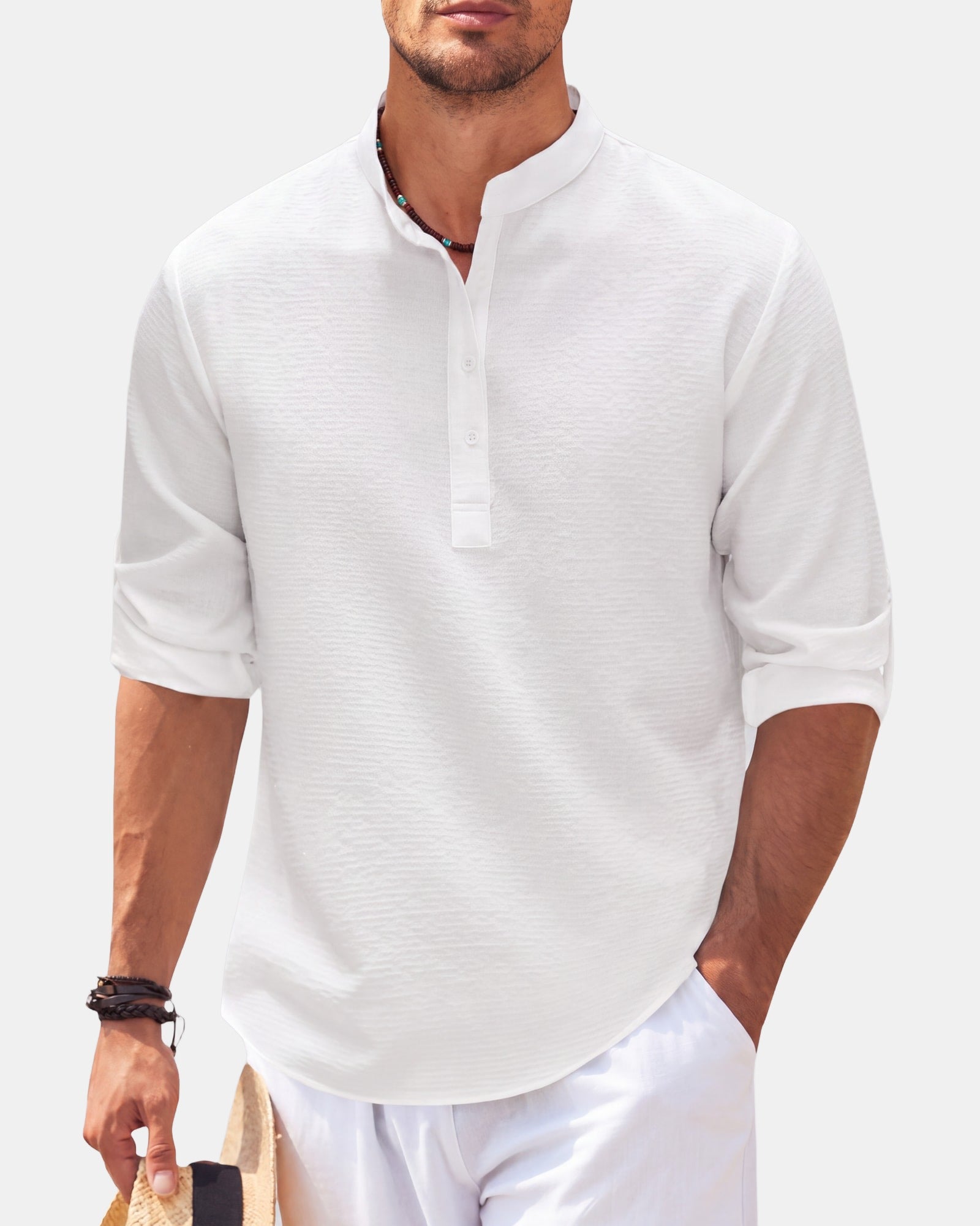 Men's Polo Shirt, Long Sleeve in White