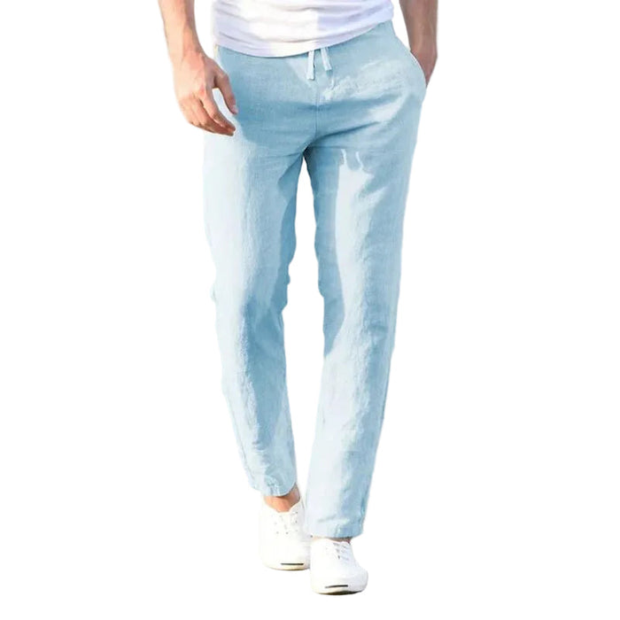 Men's Linen Pants, Blue and White