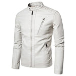 Elegant Leather Jacket with Stand Collar