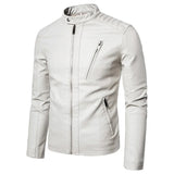 Elegant Leather Jacket with Stand Collar