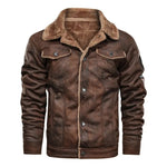 Elegant Warm Leather Fleece Jacket