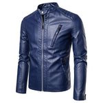 Elegant Leather Jacket with Stand Collar