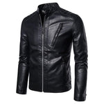 Elegant Leather Jacket with Stand Collar