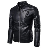 Elegant Leather Jacket with Stand Collar