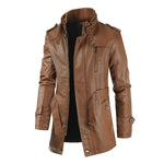 Elegant Long Leather Motorcycle Jacket