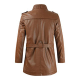 Elegant Long Leather Motorcycle Jacket