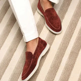 Classic Men's Suede Loafers, Bordeaux