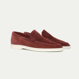 Classic Men's Suede Loafers, Bordeaux