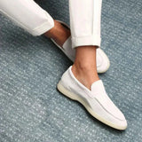 Classic Men's Pearl Suede Loafers, White