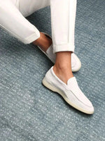 Classic Men's Pearl Suede Loafers, White